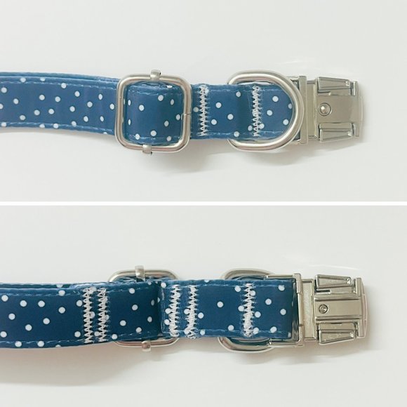 Polka Dot Dog Collar, Navy Blue/White (Medium) - Picture 5 of 6